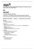 AQA AS HISTORY The Tudors: England, 1485–1603 Component 1C Consolidation of the Tudor  Dynasty: England, 1485–1547 MAY 2023 QP