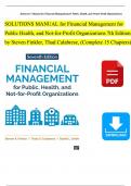 Solution Manual for Financial Management for Public Health, and Not-for-Profit Organizations 7th Edition by Finkler, Calabrese & Smith Verified Chapters 1 - 15,  Complete