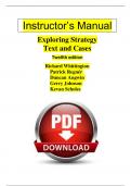 Solution Manual for Exploring Strategy Text And Cases 12th Edition Gerry Johnson, Richard Whittington| Complete Verified Chapter's |