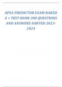 APEA PREDICTOR EXAM RAKED A + TEST BANK 300 QUESTIONS AND ANSWERS SORTED 2023-2024