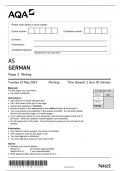 AQA AS  GERMAN PAPER 2 QUESTION PAPER 2023 (7661/2 :writing)