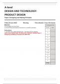 AQA A-level DESIGN AND TECHNOLOGY: PRODUCT DESIGN Paper 2  Designing and Making Principles QP JUNE 2023