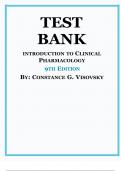 TEST BANK INTRODUCTION TO CLINICAL PHARMACOLOGY 9TH EDITION BY: CONSTANCE G. VISOVSKY