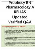 Prophecy RN Pharmacology A RELIAS Updated 2023-2024 Verified Q&A