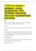 CPPB Prep Domain 1  DOMAIN I - LEGAL FRAMEWORK 100%  VERIFIED ANSWERS  2023/2024 GUARANTEED  SUCCESS