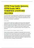 CPPB Prep Guide Quizzes, CPPB Exam 100%  VERIFIED ANSWERS  2023/2024