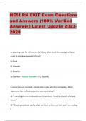 HESI RN EXIT Exam Questions  and Answers (100% Verified  Answers) Latest Update 2023- 2024