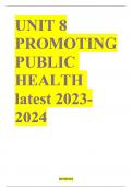 UNIT 8 PROMOTING PUBLIC HEALTH latest 2023-2024