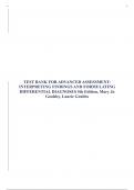 TEST BANK FOR ADVANCED ASSESSMENT: INTERPRETING FINDINGS AND FORMULATING DIFFERENTIAL DIAGNOSES 5th Edition, Mary Jo Goolsby, Laurie Grubbs