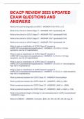 BCACP REVIEW 2023 UPDATED EXAM QUESTIONS AND ANSWERS