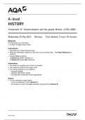 AQA A LEVEL HISTORY PAPER 1 2023 QUESTION PAPER AND MARK SCHEME BUNDLE (7042/1F: Component 1F Industrialisation and the people: Britain, c1783–1885)