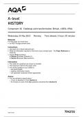 AQA A LEVEL HISTORY PAPER 1 2023 QUESTION PAPER AND MARK SCHEME BUNDLE (7042/1G: Component 1G Challenge and transformation: Britain, c1851–1964)