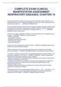 COMPLETE EXAM CLINICAL  MANIFESTATON ASSESSMENT  RESPIRATORY DISEASES: CHAPTER 10