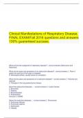   Clinical Manifestations of Respiratory Disease, FINAL EXAM/Fall 2016 questions and answers 100% guaranteed success.