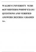 WALDEN UNIVERISTY NURS 6635 MIDTERM PMHNP EXAM / QUESTIONS AND VERIFIED ANSWERS 2023/2024 / GRADED A+.