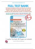 Test Bank For Burns and Grove's The Practice of Nursing Research Appraisal, Synthesis, and Generation of Evidence 9th Edition By Jennifer R. Gray