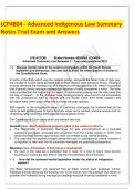 LCP4804 - Advanced Indigenous Law Summary Notes Trial Exam and Answers.