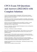 CPCS Exam 318 Questions and Answers (2022/2023) with Complete Solutions(A+ GRADED 100% VERIFIED)