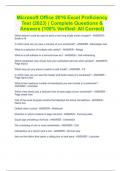 Microsoft Office 2016 Excel Proficiency Test (2023) | Complete Questions & Answers (100% Verified- All Correct)