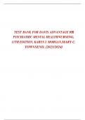 TEST BANK FOR DAVIS ADVANTAGE FOR PSYCHIATRIC MENTAL HEALTH  NURSING, 11TH EDITION, KARYN I. MORGAN, MARY C. TOWNSEND, {2023/2024} 