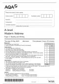 AQA A LEVEL MODERN HEBREW PAPER 1 QUESTION PAPER 2023 (7672-1: Reading and Writing)