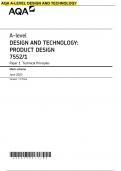 AQA A-level DESIGN AND TECHNOLOGY: PRODUCT DESIGN 7552/1 Paper 1 Technical Principles Mark scheme June 2023 Version: 1.0 Final