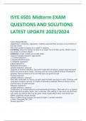 bundle for ISYE 6501 Midterm EXAM QUESTIONS WITH 100% SOLUTIONS LATEST UPDATE 2023/2024