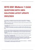 ISYE 6501 Midterm 1 EXAM QUESTIONS WITH 100%  SOLUTIONS LATEST UPDATE 2023/2024