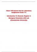 Chem 120 Answer key for Laboratory assignmet week 5 -6 Introduction To General, Organic & Biological Chemistry with Lab (Chamberlain University)