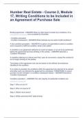 Humber Real Estate - Course 2, Module 17, Writing Conditions to be Included in an Agreement of Purchase Sale