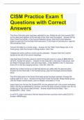  CISM Practice Exam 1 Questions with Correct Answers 