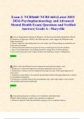 Exam 2: NURS660/ NURS 660 (Latest 2023/ 2024) Psychopharmacology and Advanced Mental Health Exam| Questions and Verified Answers| Grade A - Maryville