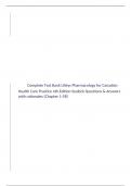 Complete Test Bank Lilleys Pharmacology for Canadian Health Care Practice 4th Edition Sealock Questions & Answers with rationales (Chapter 1-58)