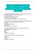 CERTIFIED AND REGISTERED CENTRAL SERVICE TECHNICIAN TEST EXAM #2 COMPLETE EXAM QUESTIONS AND ANSWERS 