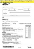 AQA AS FRENCH PAPER 1 Listening, Reading and Writing 7651/1 May 2023 Questions Paper