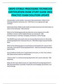 CBSPD STERILE PROCESSING TECHNICIAN CERTIFICATION EXAM STUDY GUIDE 2023 PRACTICE EXAM SOLUTION UPDATE