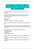 ANCC MEDICAL-SURGICAL NURSING - ONLINE PRACTICE EXAM REVIEW 2023 ANCC CERTIFICATION