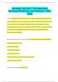 Nursing 163-Unit 1 Perioperative Nursing Questions and Answers 100% Pass