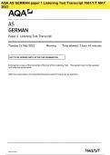 AQA AS GERMAN paper 1 Listening Test Transcript 7661/1/T MAY 2023