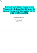 Test Bank for Phillips’s Manual of I.V. Therapeutics: Evidence-Based Practice for Infusion Therapy, 7th Edition, Lisa Gorski, ISBN-13: 9780803667044