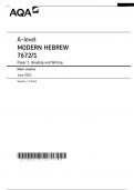 AQA A-level MODERN HEBREW 7672/1 Paper 1 Reading and Writing Mark scheme June 2023 Version: 1.0 Final