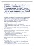 BCPPS Practice Questions Set #1 (Endocrine, Pulmonology, Pharmacokinetics, Biostats, Practice Management, Infectious Disease, Study Design) Solved Questions With Correct Answers.