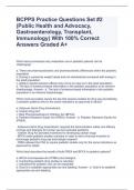 BCPPS Practice Questions Set #2 (Public Health and Advocacy, Gastroenterology, Transplant, Immunology) With 100% Correct Answers Graded A+