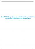 B.A.M.S Biology: Taxonomy Unit Test Study Guide New Generation 2023 Questions and Answers