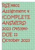 RSE4801 Assignment 4 (COMPLETE ANSWERS) 2023 (745394)- DUE 11 October 2023