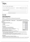 AQA GCSE GEOGRAPHY Paper 1 JUNE 2023 QUESTION PAPER: Living with the Physical Environment