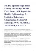 NR 503 Epidemiology Final Exam ( Version 1) / NR503 Final Exam 2023: Population Health, Epidemiology & Statistical Principles: Chamberlain College Of Nursing | 100 % VERIFIED ANSWERS, GRADE A