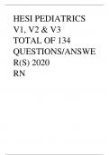 Hesi pediatrics v1, v2 & v3 2023 Rn LATEST A+ VERIFIED ANSWER