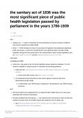 Essay: the sanitary act of 1836 was the most significant piece of public health legislation passed by parliament in the years 1780-1939