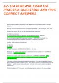 AZ-104 RENEWAL EXAM 160 PRACTICE QUESTIONS AND 100% CORRECT ANSWERS UPDATE 2024